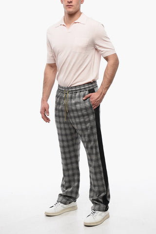 Pantaloni District Check con Bande Laterali a Contrasto