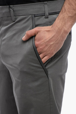Pantaloni Chino in Misto Cotone con Elastico alla Caviglia