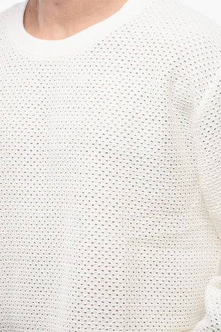 Crew Neck Brushed Cottton Sweatshirt with Crochet Front