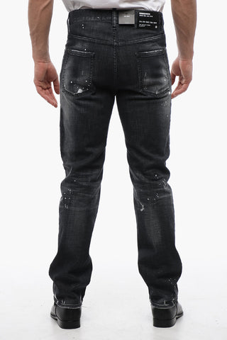 Jeans 642 Distressed con Macchie di Vernice
