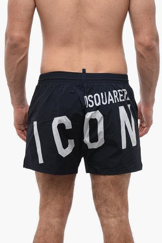 Costume da Bagno Boxer con Logo a Contrasto
