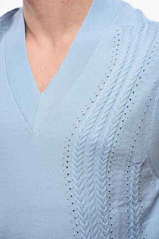 Cable-Knit Cotton-Blend Vest With V-Neck