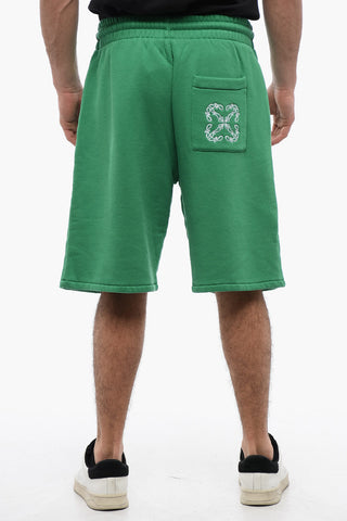 Brushed Cotton jogger Shorts With Embroidered Bandana Logo