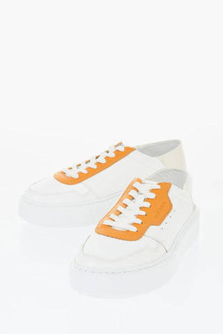Textured Leather Sneakers with Two-Tone Design