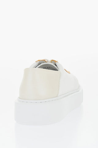 Textured Leather Sneakers with Two-Tone Design