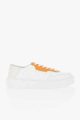 Textured Leather Sneakers with Two-Tone Design