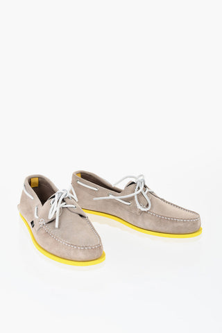 Suede Boat Loafers with Rubber Sole