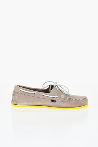 Suede Boat Loafers with Rubber Sole