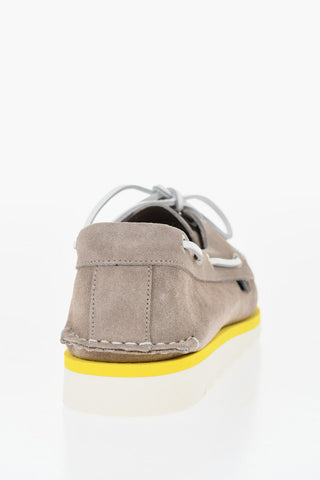 Suede Boat Loafers with Rubber Sole