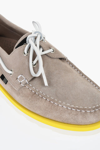 Suede Boat Loafers with Rubber Sole