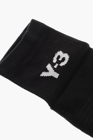 Calzini in Misto Cotone con Ricamo Logo a Contrasto