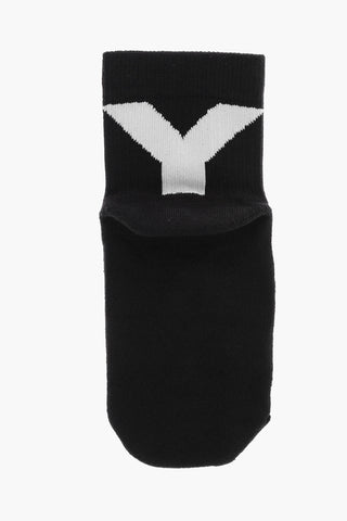 Calzini in Misto Cotone con Ricamo Logo a Contrasto