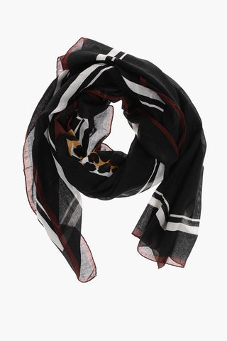 Modal and Cashmere Scarf with Leopard Print
