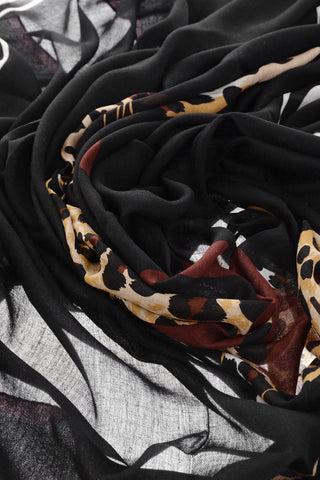 Modal and Cashmere Scarf with Leopard Print