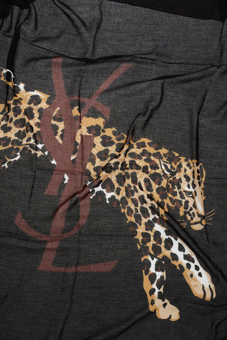 Modal and Cashmere Scarf with Leopard Print