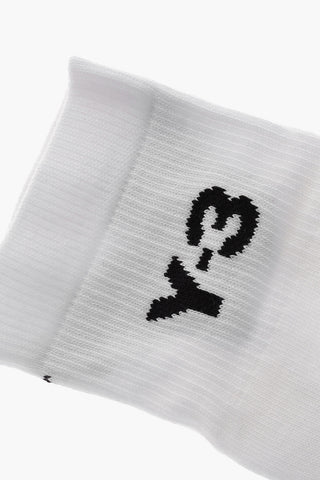 Calzini in Misto Cotone con Ricamo Logo a Contrasto