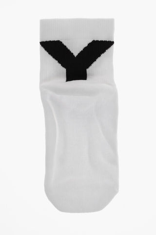 Calzini in Misto Cotone con Ricamo Logo a Contrasto