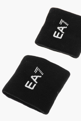 EA7 EMPORIO Solid Color Wristbands with Contrasting Logo