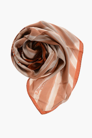 Two-Tone Silk CARRE90 Foulard with Logo Print