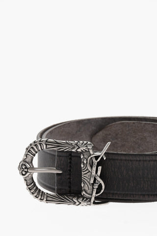 Leather Belt with Logoed Buckle 30mm
