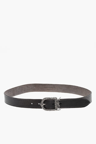 Leather Belt with Logoed Buckle 30mm