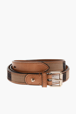 Checked Belt with Leather Trims 25mm