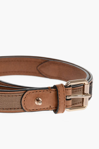 Checked Belt with Leather Trims 25mm