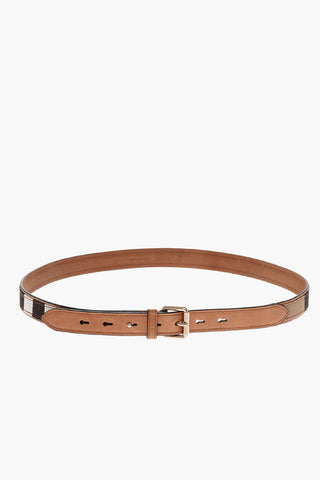 Checked Belt with Leather Trims 25mm