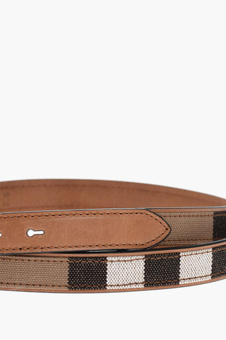 Checked Belt with Leather Trims 25mm
