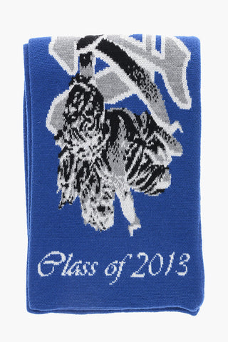 Virgin Wool Scarf With Contrast Embroidery Logo