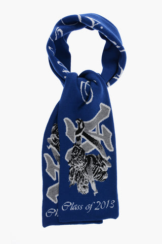 Virgin Wool Scarf With Contrast Embroidery Logo