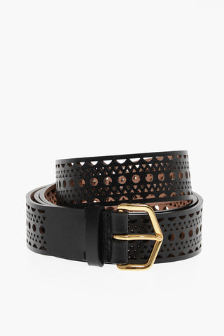 Leather VIENNE Belt with Laser Cut Details 30mm