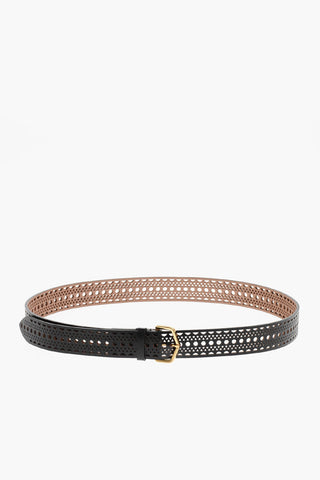 Leather VIENNE Belt with Laser Cut Details 30mm