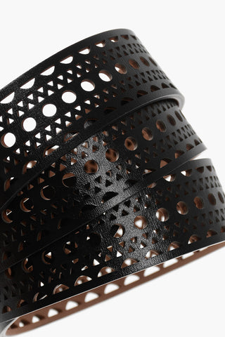 Leather VIENNE Belt with Laser Cut Details 30mm