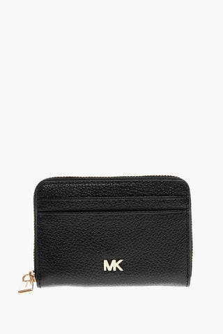Textured Leather Wallet with Golden-Effect Details