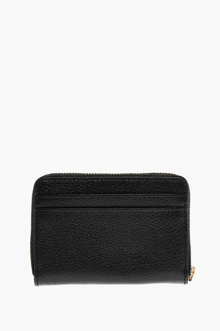 Textured Leather Wallet with Golden-Effect Details