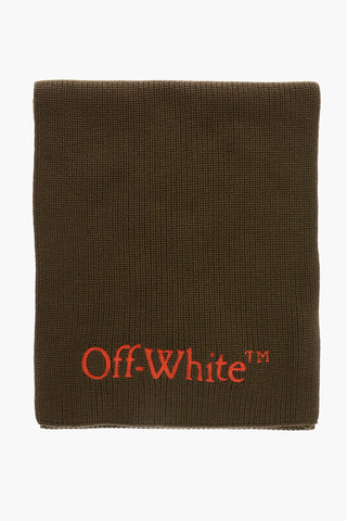 Virgin Wool Scarf With Contrast Embroidery Logo