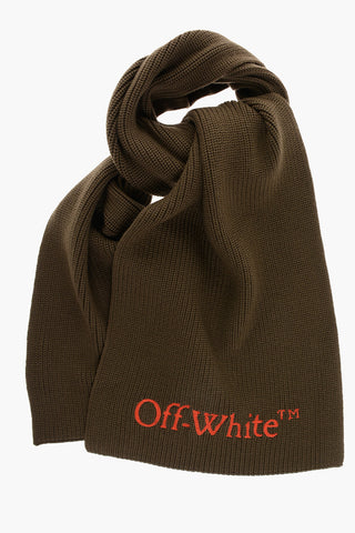 Virgin Wool Scarf With Contrast Embroidery Logo