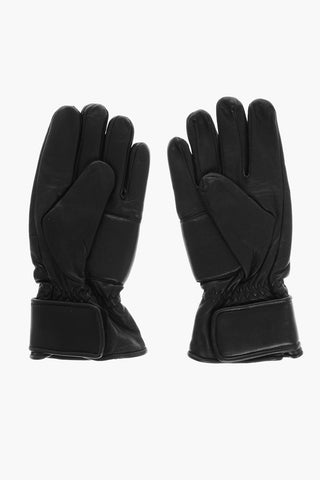 Solid Color Leather Gloves with Cashmere Lining