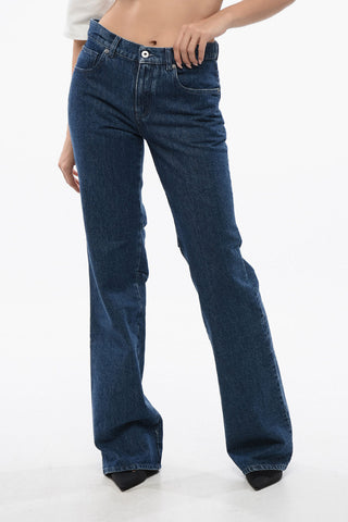 High Waisted Mid Washed Straight-Fit Jeans