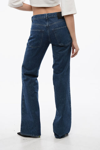 High Waisted Mid Washed Straight-Fit Jeans