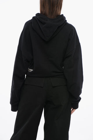 Felpa Hoodie STAR con Inserti See Through e Cristallli