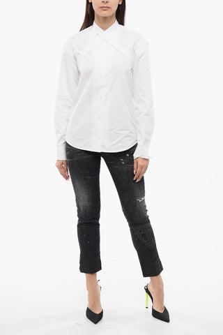 POPLIN CROSS COLLAR SHIRT WHITE WHITE