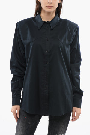 Baumwollbluse mit gepolsterten Schultern