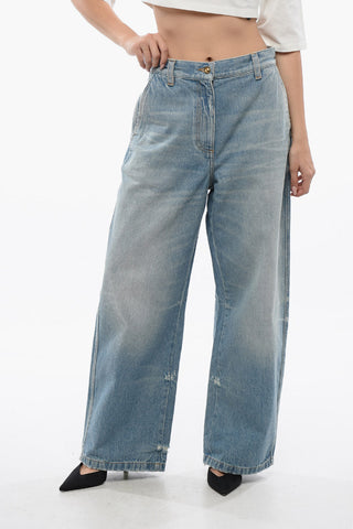 High Waisted Wide Fit Light Washed Jeans