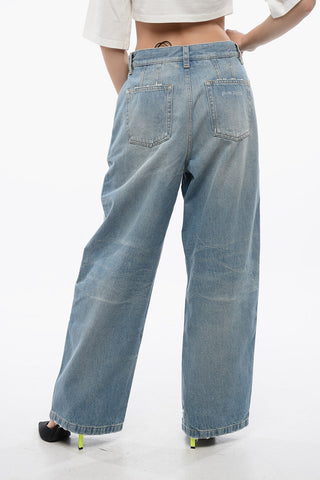 High Waisted Wide Fit Light Washed Jeans