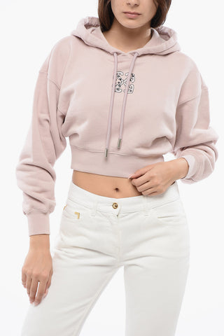 Brushed Cotton BLING LEAVES Cropped Hoodie