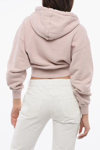 Brushed Cotton BLING LEAVES Cropped Hoodie