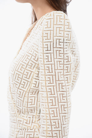 Monogram Wrap Dress with Statement Straps