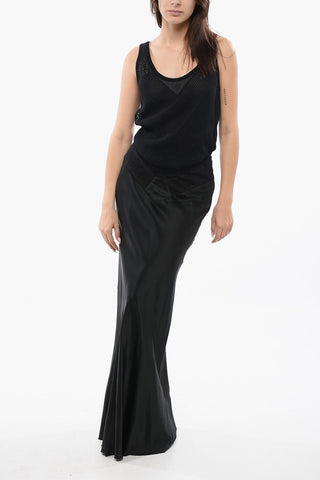 Mesh LACE NET Tank Dress with Satin Skirt
